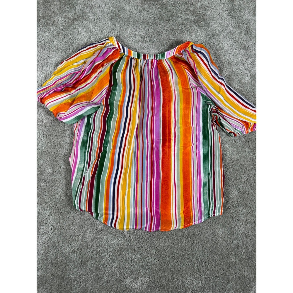 Velvet by Graham & Spencer Multi Color Striped Puff Sleeve Blouse Womens Small - Picture 2 of 4
